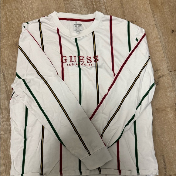 Guess Pink and White Striped Crewneck - Picture 2 of 2